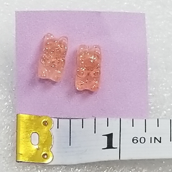 GUMMY BEARS Sparkle Peachy Pink Stud Earrings. - Picture 1 of 5